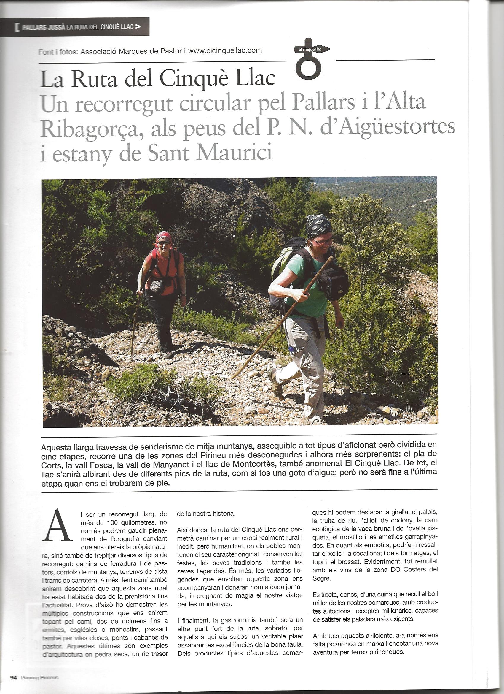 “La ruta del Cinquè Llac. Un recorregut circular pel Pallars i l’Alta Ribagorça, als peus del Parc Nacional d’Aigüestortes i estany de Sant Maurici” a Pànxing Pirineus (2013 / 12)